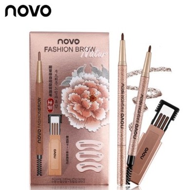 Set chì kẻ mày Novo 3 lõi thay + 3 bộ khuôn vẽ mày