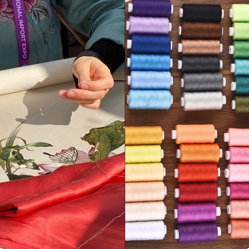 6 màu/bộ sợi may cuộn máy thêu tay 400 yard mỗi cuộn 100% polyester bền gia đình may kit