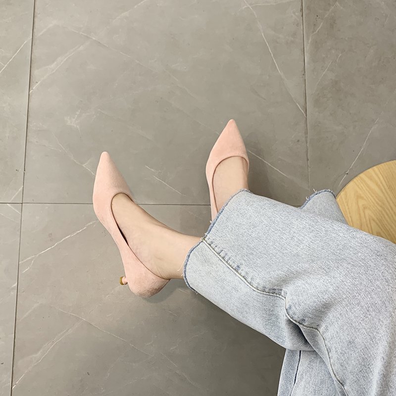 Giày Nhung Gót Thấp Thời Trang Công Sở Thanh Lịch Cho Nữ