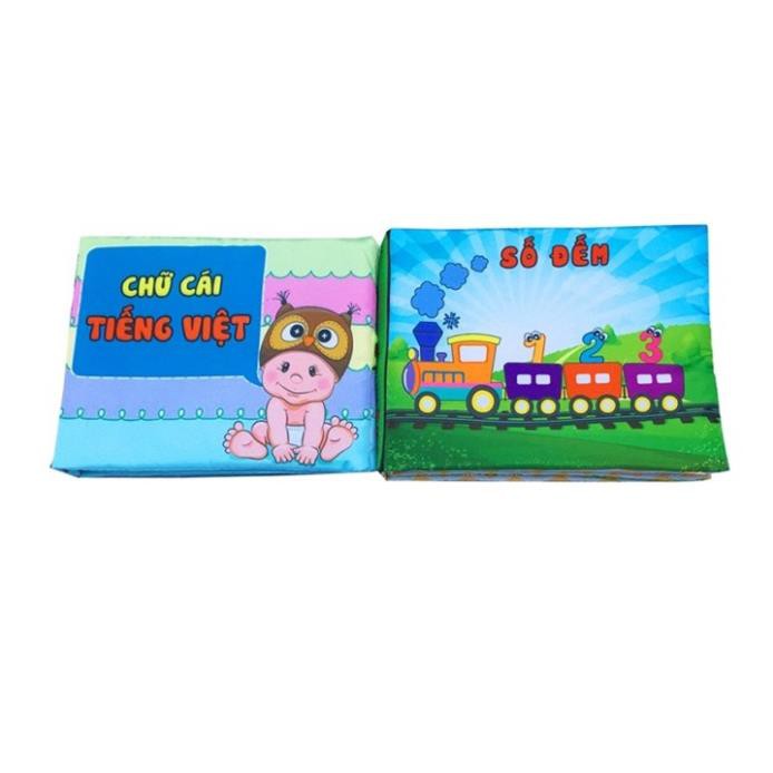 ComBo 2 Sách Vải Giáo dục mầm non-Chủ đề Số đếm và Chữ cái tiếng Việt-làm quen mặt chữ
