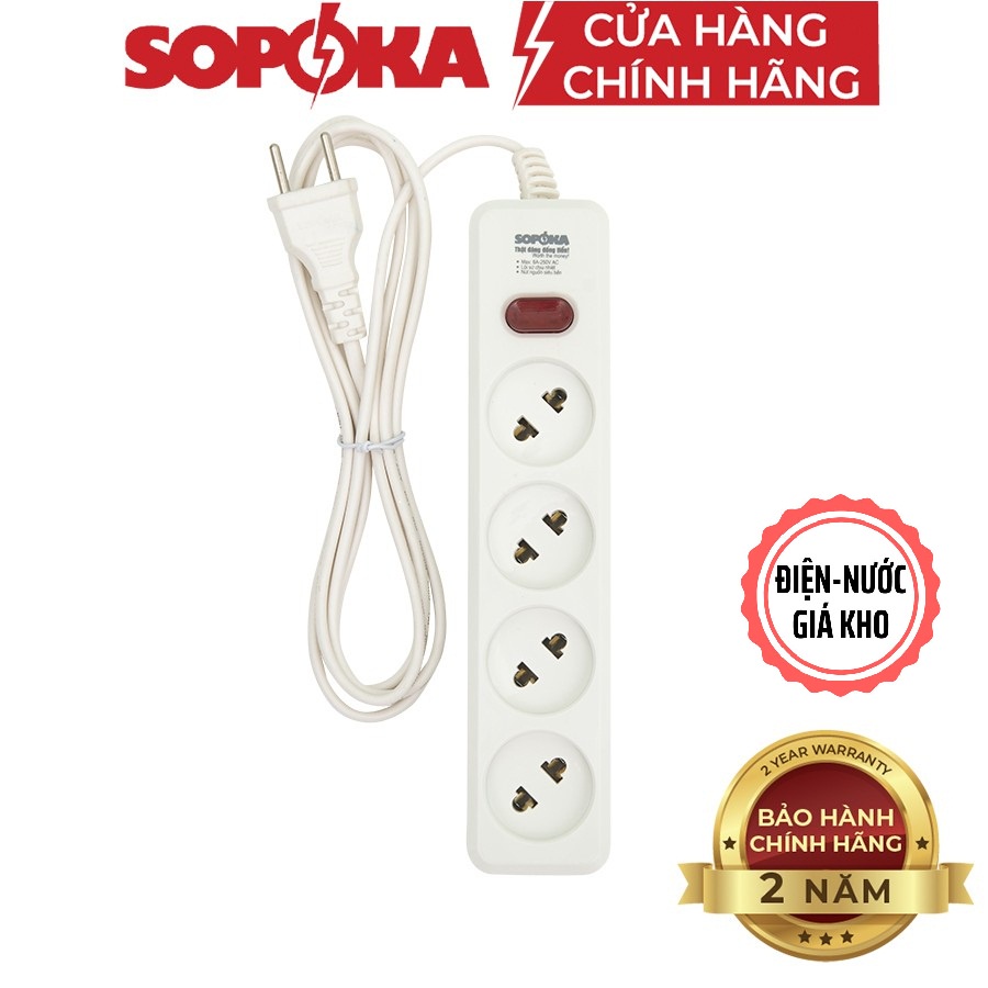 Ổ cắm điện liền dây chịu tải 1200W SOPOKA 3L1-6L1 công tắc an toàn