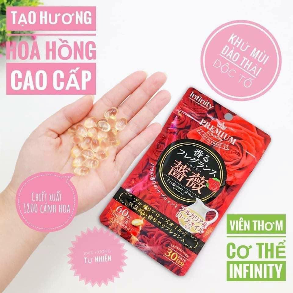 Viên Uống Thơm Cơ Thể Premium Infinity Fragrance Rose 60 Viên Nhật Bản