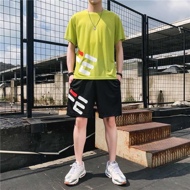 Bộ Thể Thao Nam FI.LLA quần áo tập gym vải thun lạnh thoáng mát co giãn năng động thời trang MSSBHP1