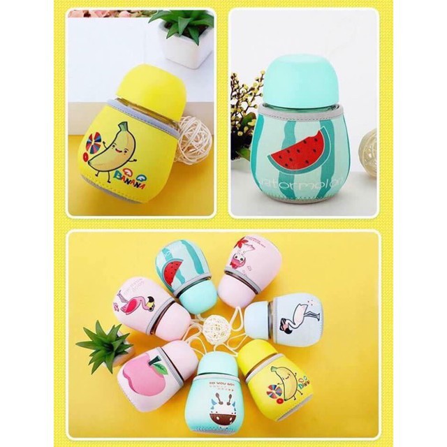 [Hot]-Bình giữ nhiệt thủy tinh chịu nhiệt đựng sữa,nước cho bé