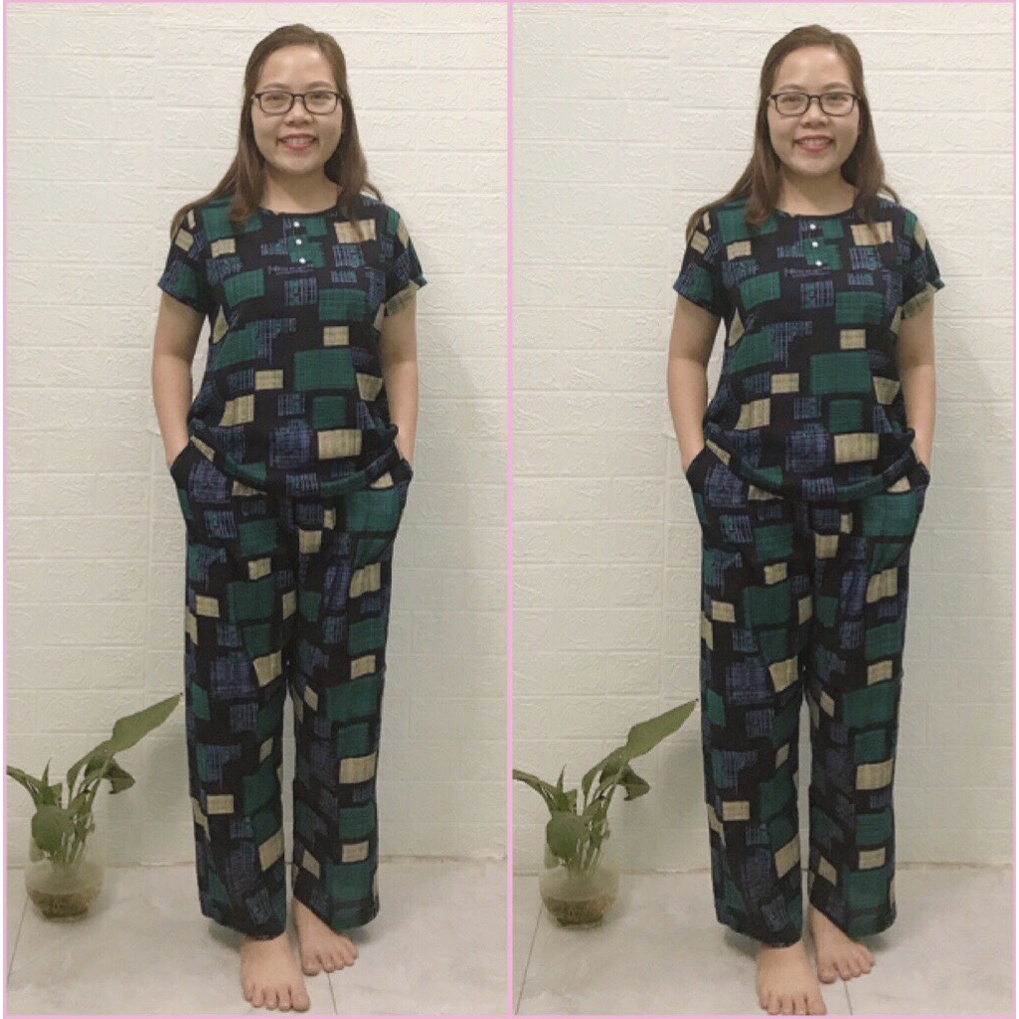 BỘ LANH ANH THƯ QUẦN DÀI TAY CỘC TRUNG NIÊN, BỘ MẶC NHÀ CHO MẸ CHO BÀ