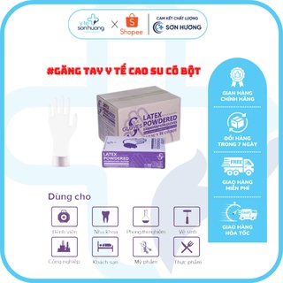 Mua Găng tay y tế cao su có bột  bao tay y tế có bột màu trắng Latex S Gloves Thái Lan hộp 100 chiếc