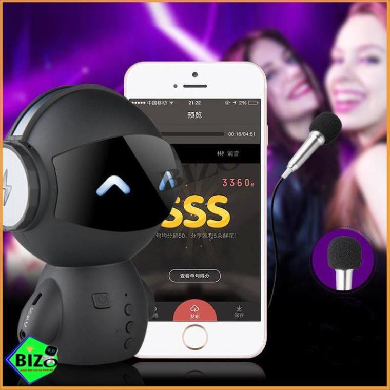 [SIÊU PHẨM CAO CẤP] Loa bluetooth ROBOT thông minh kiêm micro hát karaoke kiêm pin sạc dự phòng 2200mAh