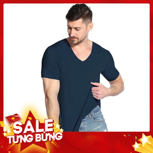 Áo thun lạnh cổ tim phông trơn nam cao cấp xuất nhật 88054 duy anh shop - Hàng nhập khẩu