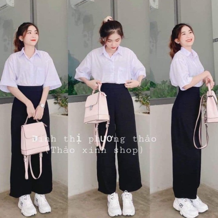 Quần baggy ống suông PANT KHÓA SƯỜN - quần ống rộng dáng suông hack chân cạp cao hàng có size giá siêu rẻ