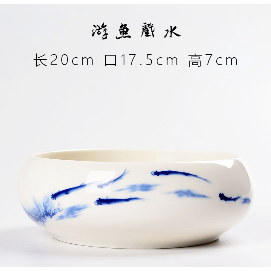 Bát sứ hoa văn vẽ tay cỡ trung - trồng thủy tiên, trang trí bàn làm việc