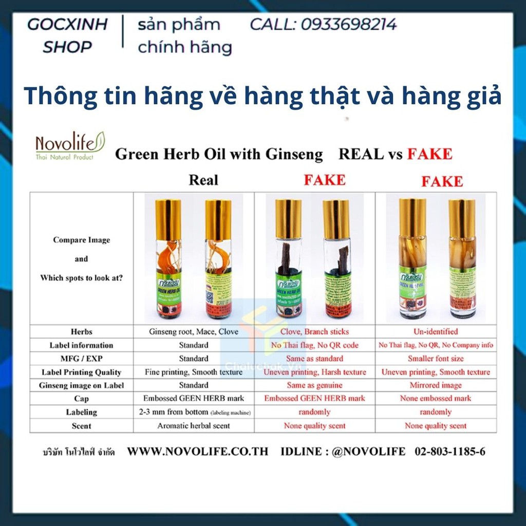 Dầu Lăn Sâm Thái Ginseng Green Herb Oil Thái Lan