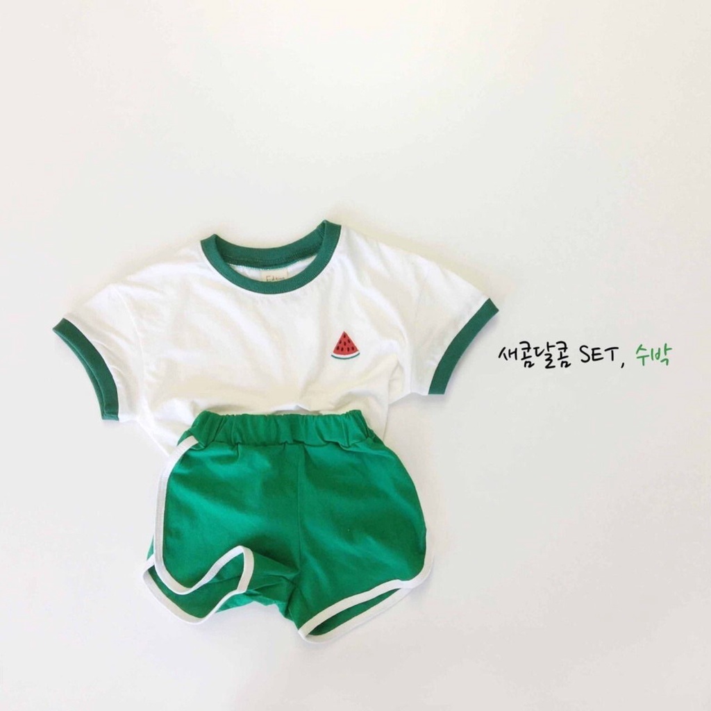 Set Đồ Thể Thao Ngắn Tay Phong Cách Hàn Quốc Dành Cho Bé Gái