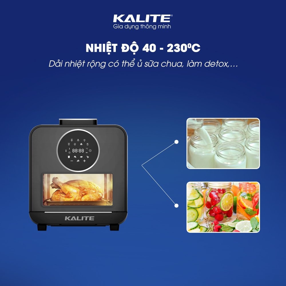 Nồi Chiên Không Dầu Hơi Nước Kalite Steam Star Dung Tích 15L - chiên nướng hấp 3 Trong 1 - bảo hành chính hãng 24 tháng