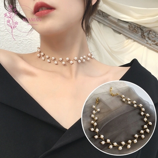 Vòng cổ hợp kim phối ngọc trai nhân tạo thời trang