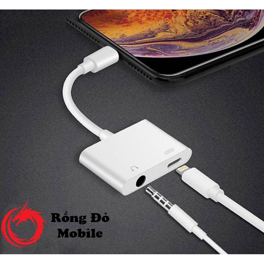 Cáp Chuyển Đổi Lightning Sang 3.5mm 2 Trong 1 Cho Iphone Giắc Chia Cổng Cho iPhone 7/8/X/11 Thành Cổng Sạc + Tai Nghe