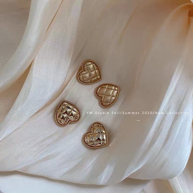 10 cái Nút trang trí bằng kim loại vàng hình trái tim cho quần áo Áo khoác Madam Nút phụ kiện may thời trang Nút cho áo