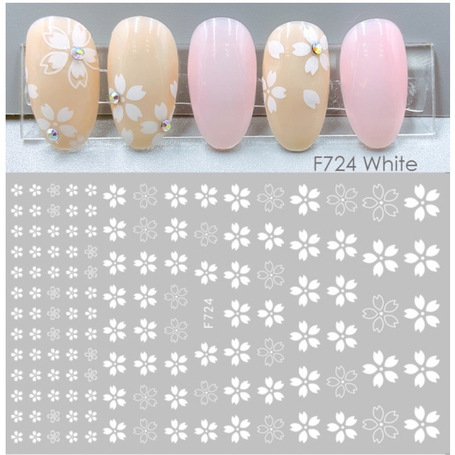 sticker hoa trắng trang trí nail