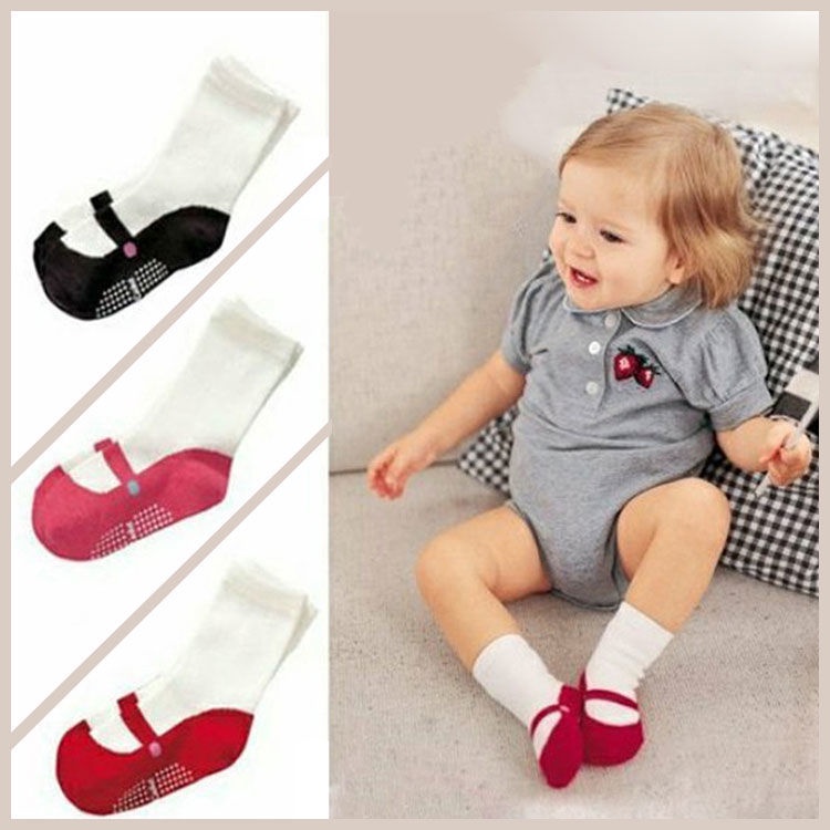 [Hàng Có Sẵn] Giày Múa Ba Lê Giả Vớ Đế Phẳng Chống Trượt Có Keo Dán Dành Cho Bé Gái