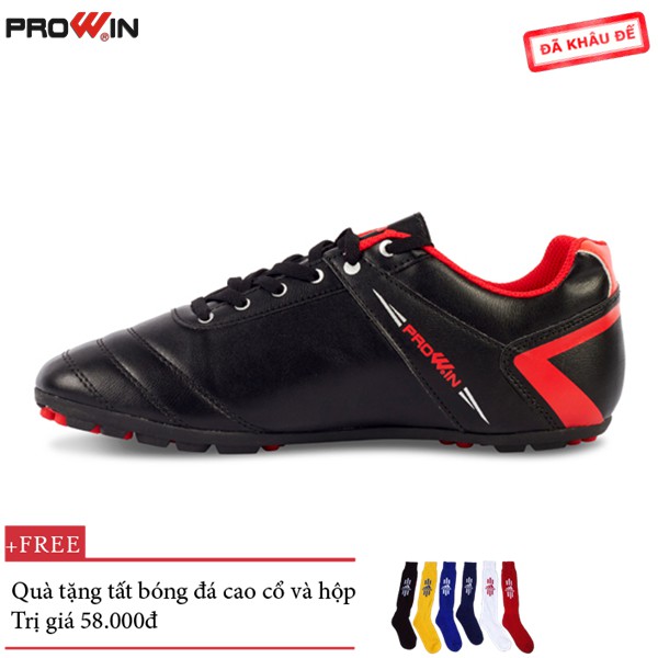 Giày đá bóng Prowin S50 đen trẻ em kèm tất bóng đá cao cổ - nhà phân phối chính