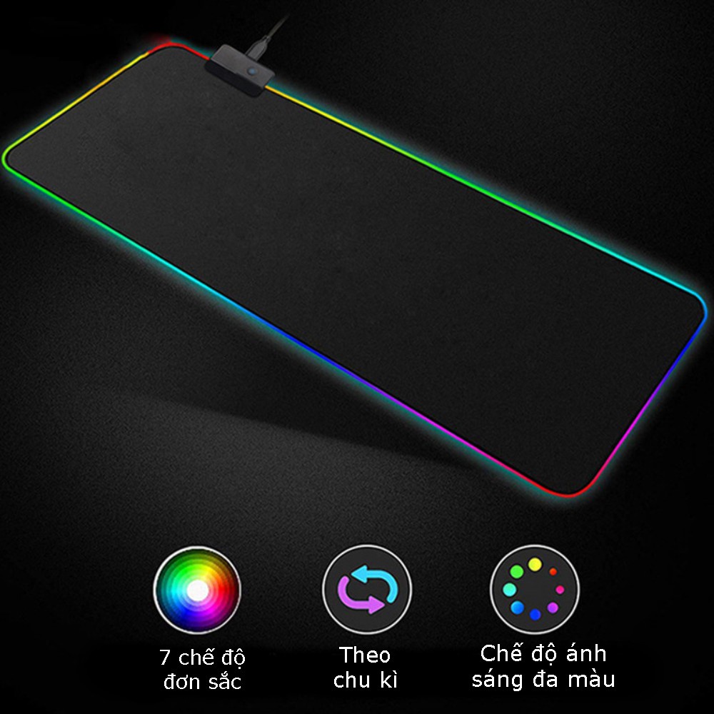 Bàn Di Chuột Led Tấm Lót Chuột Cỡ Lớn Size 80x30cm RGB Phát Sáng Nhiều Màu Có Lớp Cao Su Chống Trượt Siêu Bền