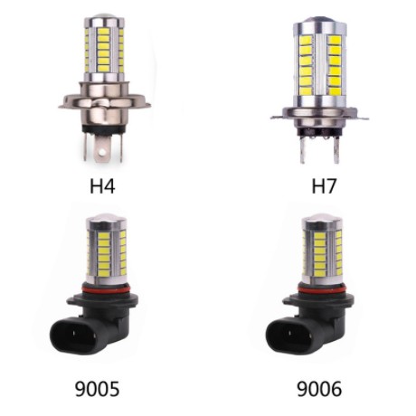 Led gầm bóng Đèn Pha Ban Ngày Chống Sương Mù H4 H7 HB3 9005 HB4 9006 33smd Cho Xe Hơi ô tô Toyota Hyundai Honda trắng