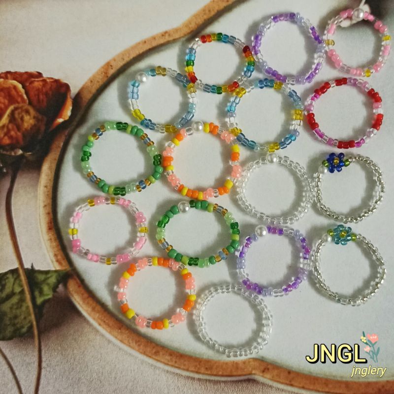 Nhẫn hạt cườm theo tông màu nhiều mẫu 2mm|beads ring