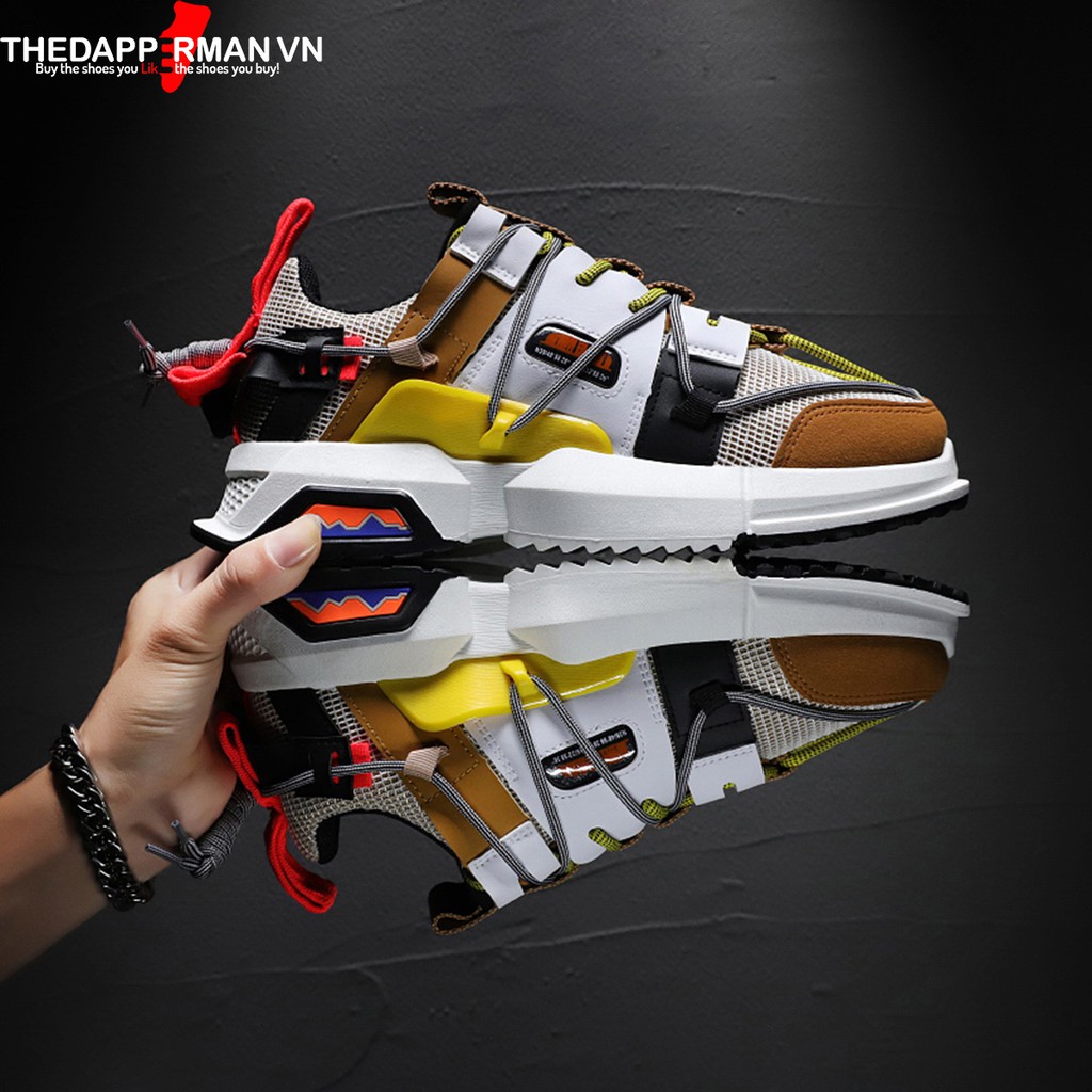 Giày Thể Thao Nam Sneaker Thedapperman XK008 Màu Vàng Trắng Độn Đế 5cm