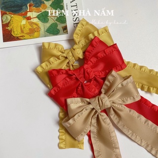 🎀 KẸP TÓC NƠ DÀI VIỀN BÈO TIỂU THƯ - [ Nhà Nấm handmade ]