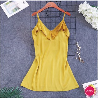 Đầm Ngủ Phối Bèo Chất Lụa Satin XAVIA Q22