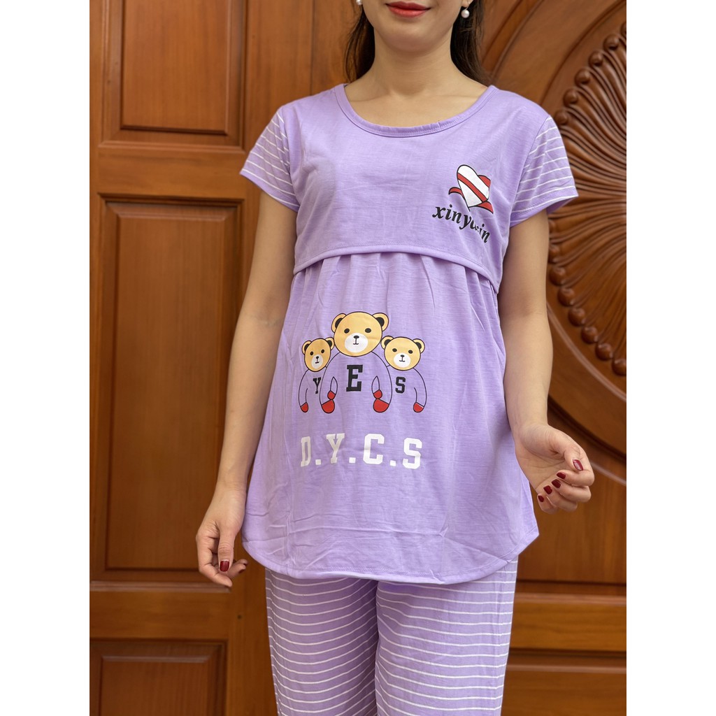 Bộ đồ bầu LỬNG CHẤT COTTON HỌA TIẾT NGỘ NGHĨNH mặc bầu và sau sinh BL821
