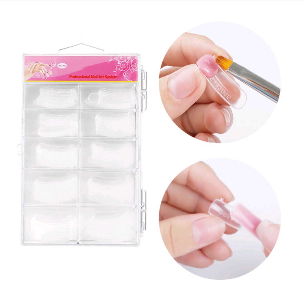 Set 100 móng giả bằng nhựa trong dùng để nối móng