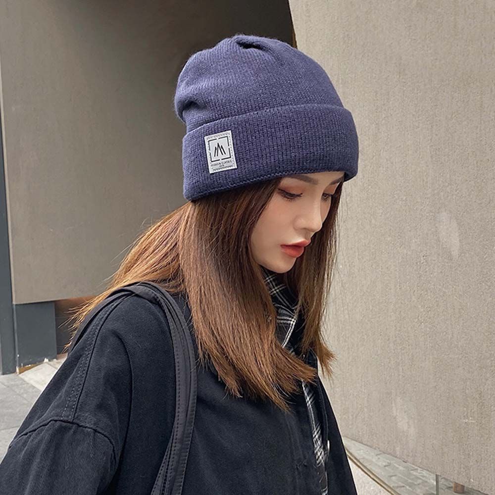 Mũ len dệt kim giữ ấm màu đông thời trang cho nam và nữ