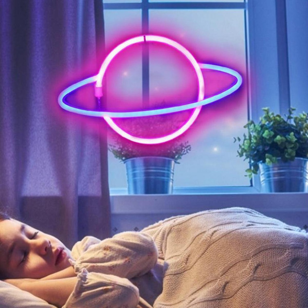YIYU Đèn LED Neon Hình Elip / Vũ Trụ Dùng Pin Trang Trí Tiệc