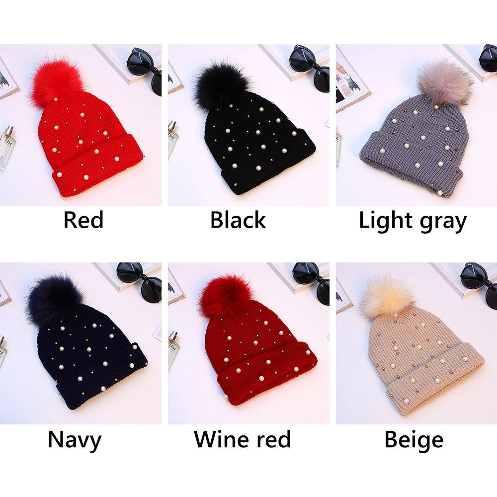 Mũ Beanie Đính Bóng Lông Mềm Mại Thời Trang Cho Nữ