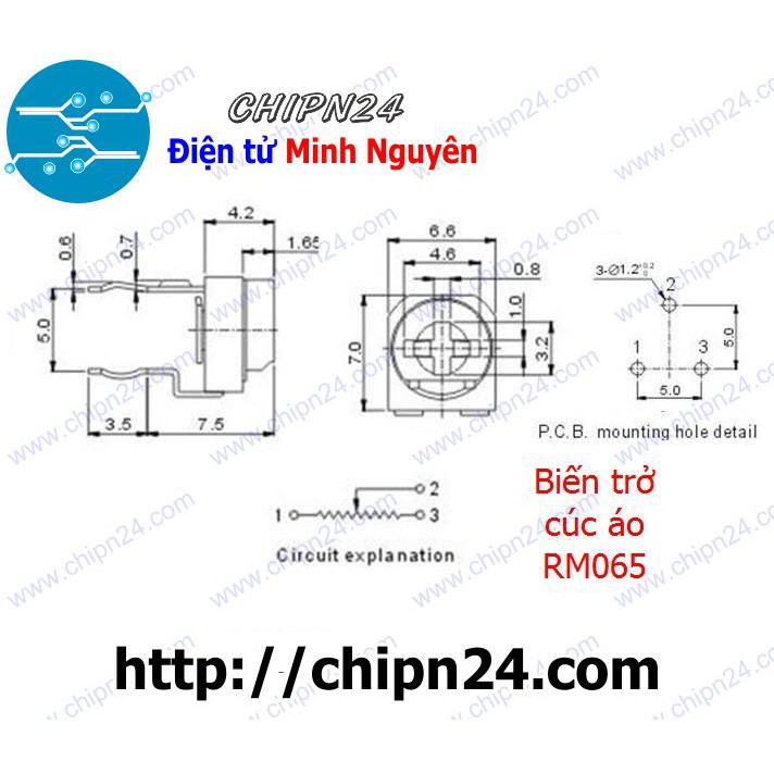 [5 CON] Biến trở cúc áo 500R RM065 (501) (Biến trở tam giác)