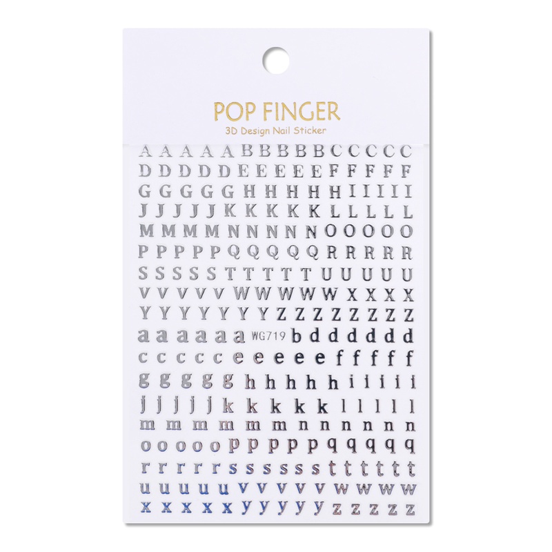 1 Tờ Nhãn Dán Móng Tay Tự Dính Hình Trái Tim/Chữ Cái Tiếng Anh Lấp Lánh 3D DIY