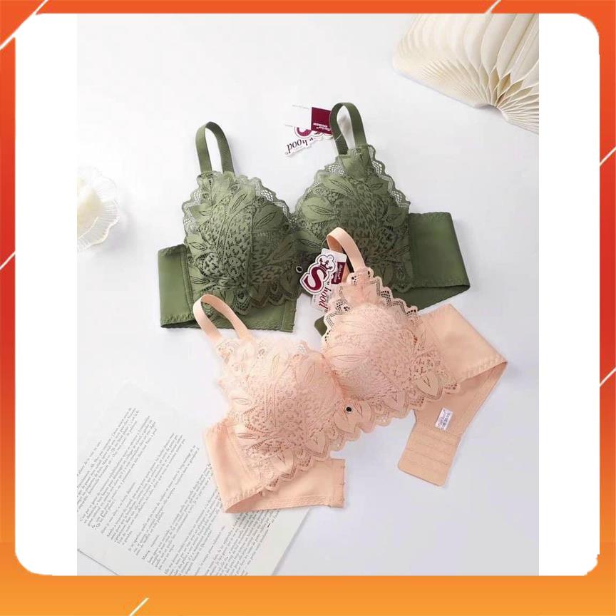 Áo lót nữ ren cao cấp không gọng quai to bản ôm gọn ngực đệm mút dày họa tiết hoa A9953