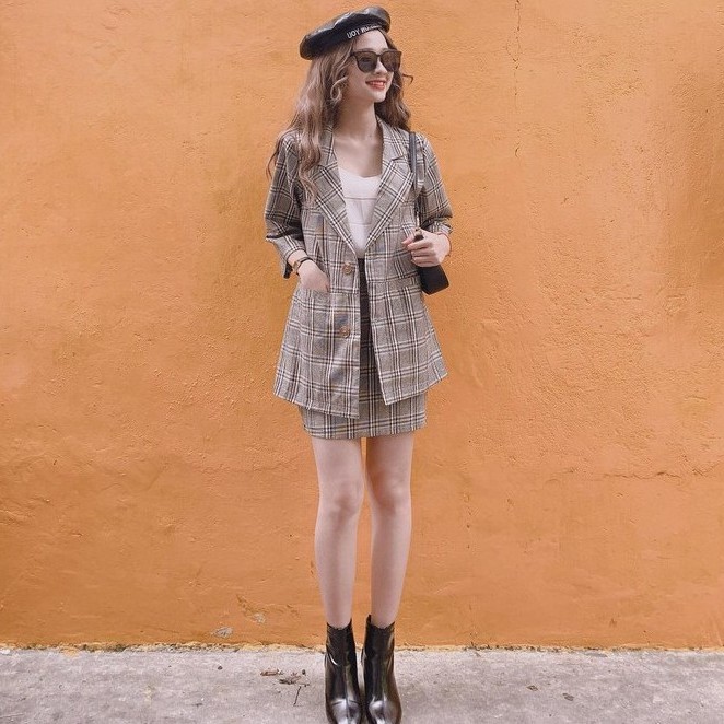 Set vest nữ sọc caro thiết kế sang trọng | BigBuy360 - bigbuy360.vn