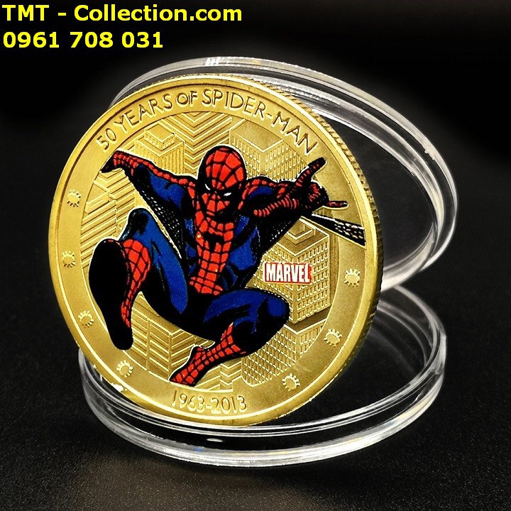 Xu Avengers Marvel Siêu Anh Hùng Người Nhện Vàng; Màu: vàng; đường kính của xu là 4cm-TMT Collection-SP002462