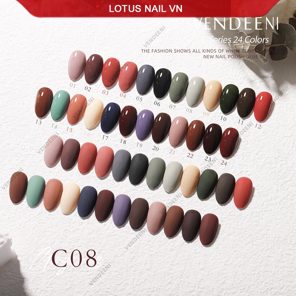 Set sơn gel Vendeeni 24 màu cao cấp 2021 tặng kèm bảng màu