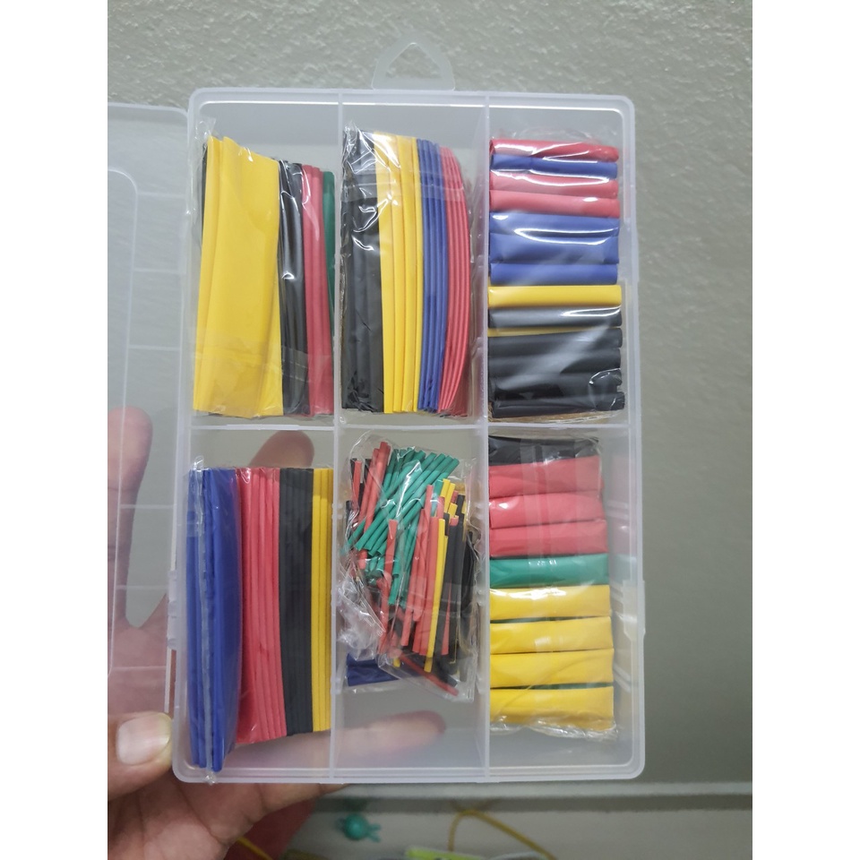 Ống co nhiệt nhiều kích cỡ hộp 328 cái, ống Polyolefin co nhiệt dùng để bọc cách điện cho dây cáp bộ 2:1