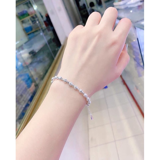 Lắc tay bi phay sáng 3 viên to 8li bạc thật cao cấp
