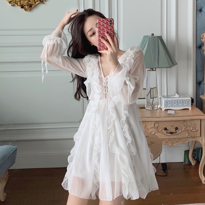 [HÀNG CÓ SẴN] Đầm ulzzang viền bèo nhiều lớp siu xinh - u.w | BigBuy360 - bigbuy360.vn