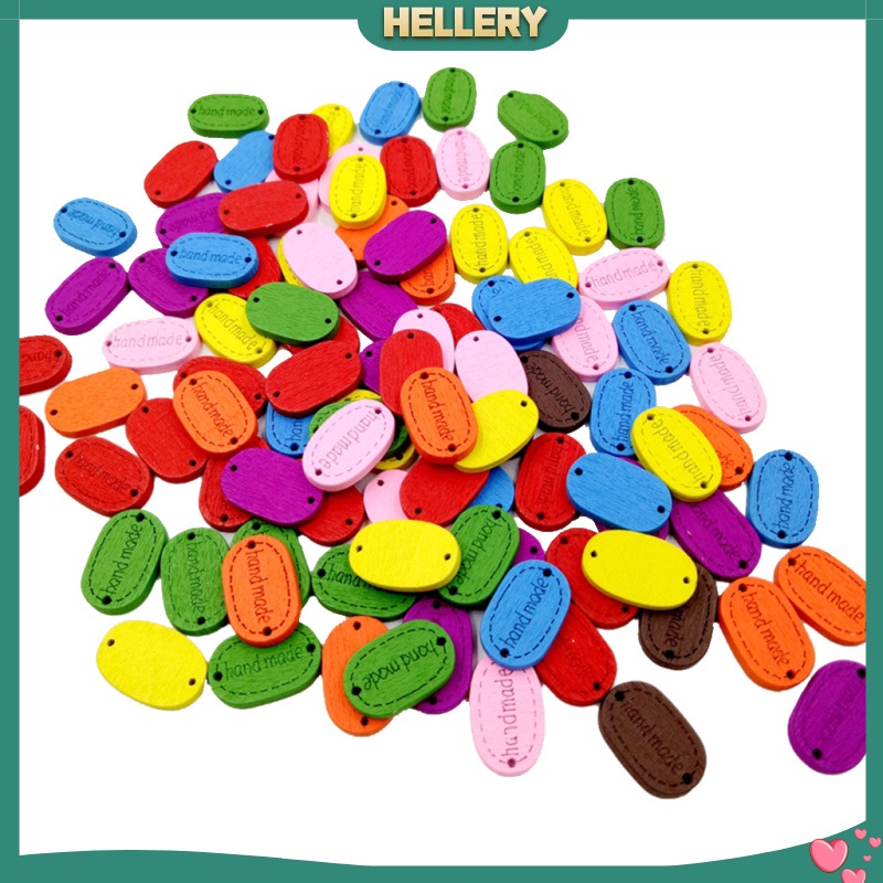 Set 200 Nút Gỗ 2 Lỗ Nhiều Màu Sắc Dùng Làm Nhãn Thủ Công