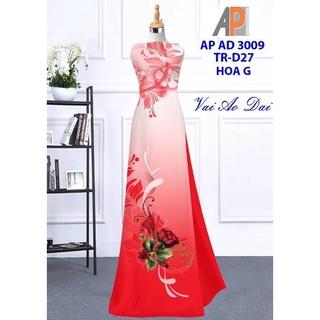 Vải áo dài 3D cao cấp hoa hồng.Shop bán VẢI CHƯA MAY
