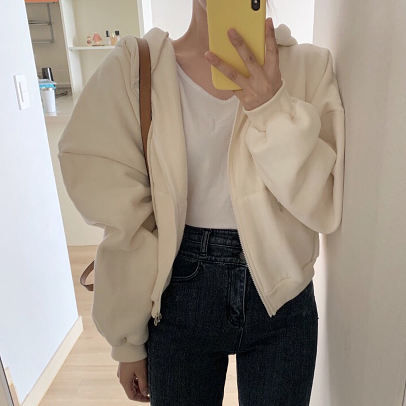Áo khoác nỉ croptop - áo khoác hoodie nữ Hàn Quốc