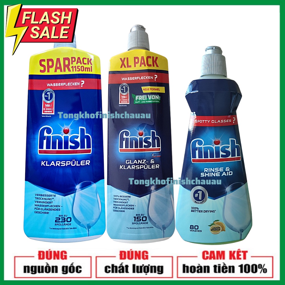 Dầu bóng Finish [chất trợ xả, nước làm bóng cho máy rửa bát]