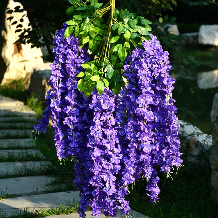Chậu Hoa Wisteria Giả Treo Tường Trang Trí Tiệc Cưới Khách Sạn Nhà Hàng