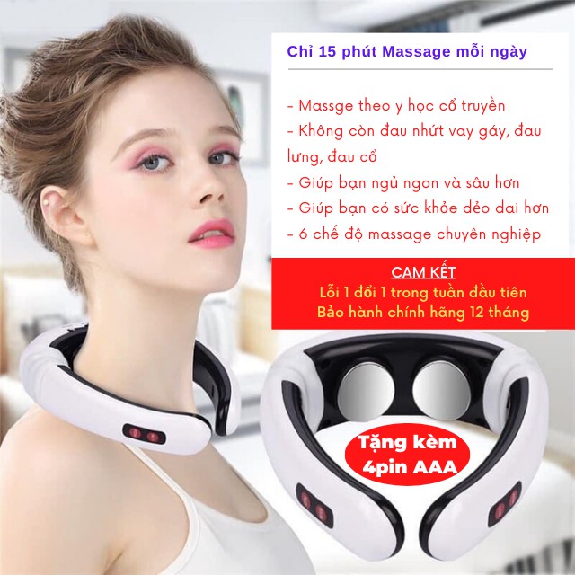 [CHÍNH HÃNG] Gối Massage Cổ Vai Gáy Mát Xa Toàn Thân Đa Năng Bằng Xung Điện - Máy Massage Neck Massager - Topbanchaynhat