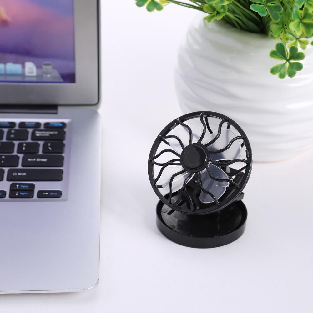 Black Portable Solar Powered Cooling Fan Clip-On Mini Fan Solar Panel Cell Beach Camping Hiking